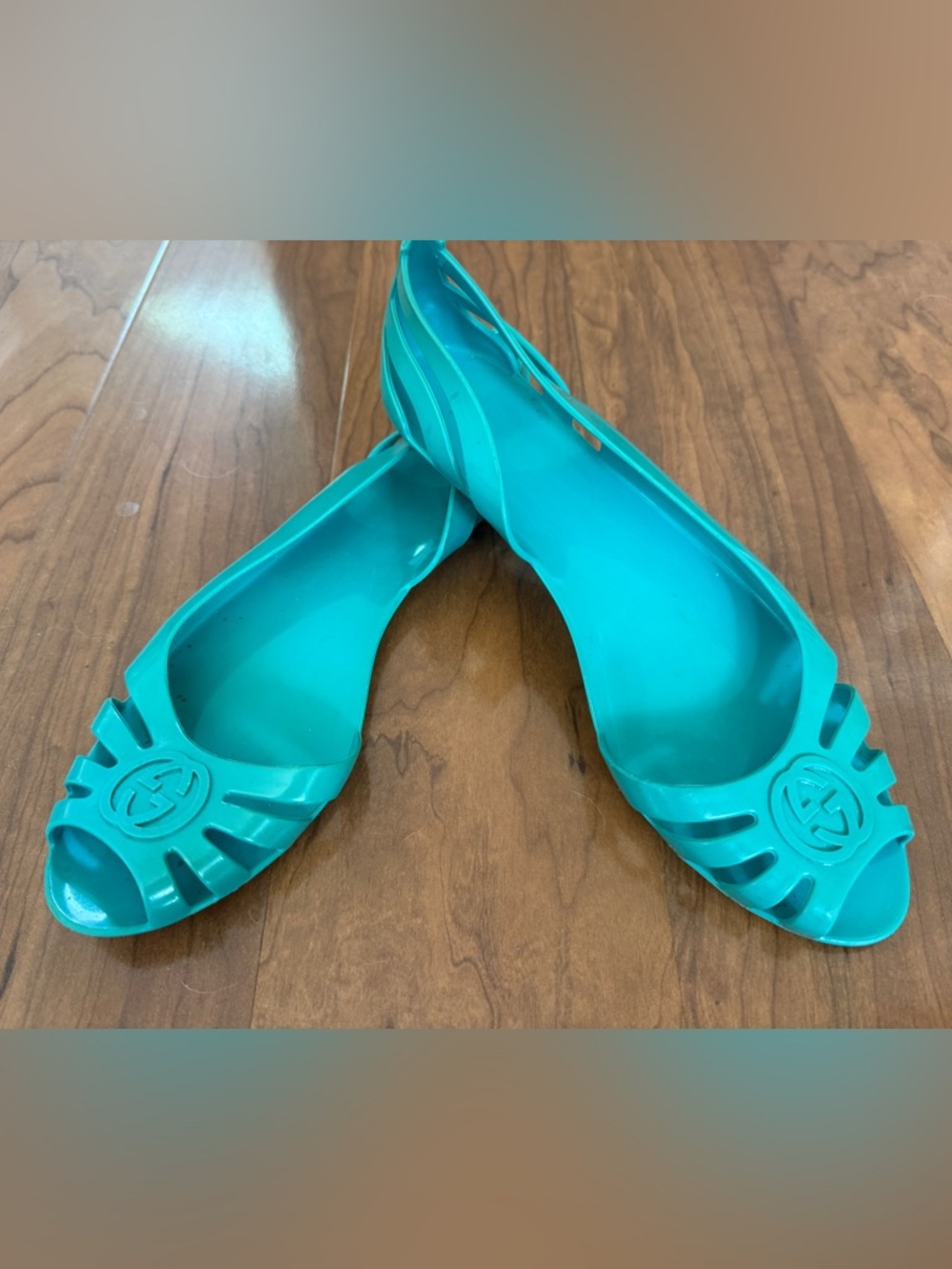 Gucci Turquoise Jelly Flat Sandals - Women's - Picture 2 of 6
